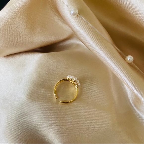 LAST ONE 💖18K Goldplated Rings Pearls Dark Stone - Picture 9 of 13